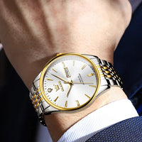 OLEVS Men's Watches Fashion Simple Calendar Week Luminous Waterproof  Steel Strap Man Watch Original Quartz Watches for Men 2929