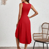 Summer New Women's Dress Fashion Sexy Slim Sleeveless A-line Dress Elegant Simple Office Red Korean Midi Dress For Female Party