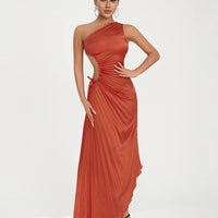 Women Elegant Long Dress Summer Sleeveless One-shoulder Pleated Hollowed Irregular Dress for Cocktail Party Beach Sundress Y2K