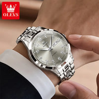 OLEVS Men Watches 7077 Luxury Fashion Top Brand Original Automatic Mechanical Watch for Man Double Scale Simple Trend Waterproof