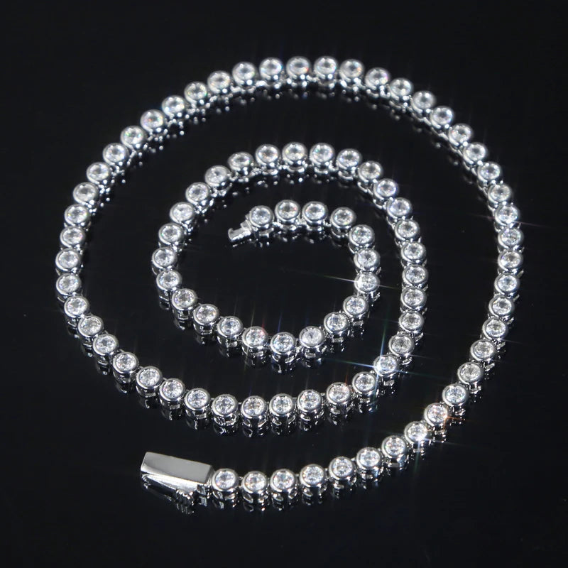 2023 Geometric Round Bezel Setted 5A Cubic Zirconia CZ Tennis Chain Necklace Choker Wedding Gift Women Jewelry