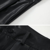 High Waist Wide Leg PU Leather Pants Women's Suit Casual Floor Length Trousers Autumn Winter New Style Loose Fit Long Pants