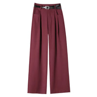 High Waist Slim Fit Straight Leg Suit Pants Wide Leg Casual Trousers Women's Autumn New Arrival Red Color Business Office Wear