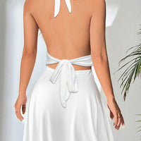 Hot-selling banded women's V-neck skirt Europe and the United States summer sexy backless pleated dress mini skirt