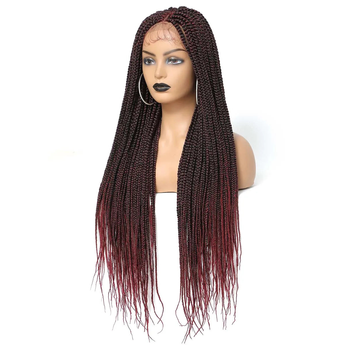 Long Box Braided 4x4 Lace Wigs With Baby Hair Twist Braids Lace Closure Wigs For Black Women Synthetic Cosplay Wig 30 Inch
