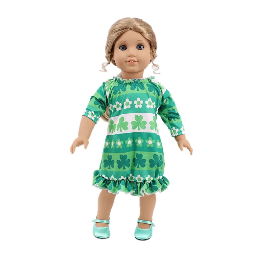 Baby Girls Dress Dolls Clothes Daily Fashion Dress For 18 inch American Doll Girl's Accessories 43Cm Baby Reborn,Generation Gift