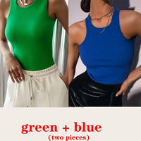 Women's Corset Summer 100% Cotton Crop Top Y2k Knitted Camis O Neck Knit Camisole Sleeveless Vest Solid Slim Tank Tops Women