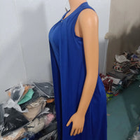 Dresses for Women 2023 Summer Fashion Keyhole Neck Sleeveless Cutout O-Ring Decor Slit Asymmetrical Casual Dress Clothing