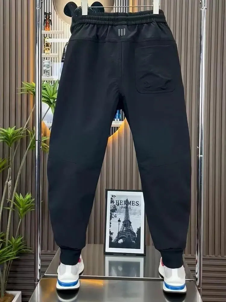 Spring new men's outdoor work pants loose fitting and trendy brand quick drying harem pants elastic waisted casual pants