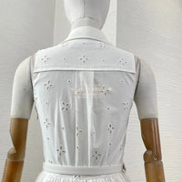 White Sleeveless Embroidery Midi Dress 2025 Top Quality