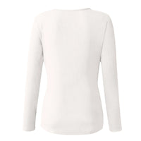 Women'S Button Color V-Neck Long Sleeve T-Shirt Top Blouse Tee Solid Color Sexy Slim Spring Autumn Lady Button Knit Top Women So