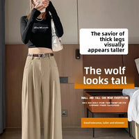 High Waist Slim Fit Straight Leg Suit Pants Wide Leg Casual Trousers Women's Autumn New Arrival Red Color Business Office Wear