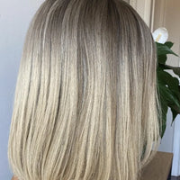 Synthetic Wig Hair Highlight Ash Blonde Straight Bob For Woman Lace Front Wig Bang Brazilian Hair Short Bob Wig