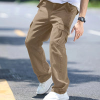 Men's multi pocket denim work pants straight leg denim pants