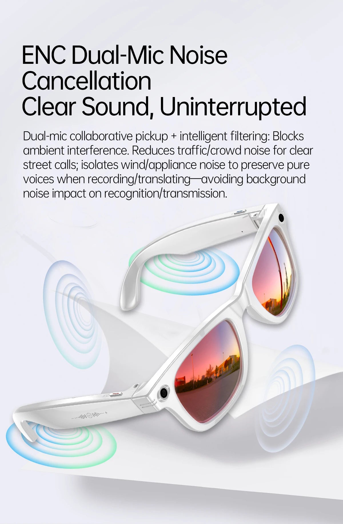 AI Smart Glasses 5 Million Pixels Recording Videos Photo Recognition Answer Translation 290mAh IP66 Waterproof Bluetooth Glasses