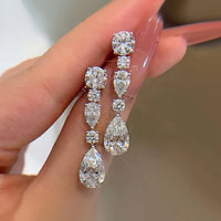 COSYA S925 Silver 8*12mm High Carbon Diamond Earrings For Women Drop Pendant Earrings Luxury Fine Sparkling Shinny Jewelry Gift