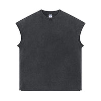 ZODF Trendy Summer Men Batik Washed 275gsm Cotton Tank Tops Unisex Oversized Loose Edge Sleeveless Vests Brand Tees HY1036