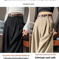 High Waist Slim Fit Straight Leg Suit Pants Wide Leg Casual Trousers Women's Autumn New Arrival Red Color Business Office Wear