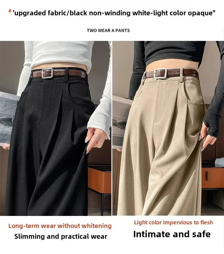 High Waist Slim Fit Straight Leg Suit Pants Wide Leg Casual Trousers Women's Autumn New Arrival Red Color Business Office Wear