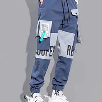 Men's Cargo Pants Casual Hip Hop Hit Color Multiple Pockets Trousers Streetwear Ribbons Techwear Sweatpants
