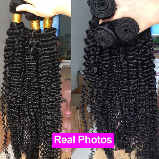 28 30 38 40Inch Deep Wave Curly Human Hair Bundles Long Virgin Curly Hair Malaysian Human Hair Extension Double Weft Wholesale