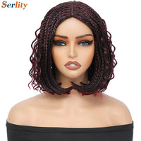 New Style Bob Box Braided Wigs For Black Women 12inches Synthetic Box Braids Crochet Hair Wigs On Sale Clearance Short Black Wig