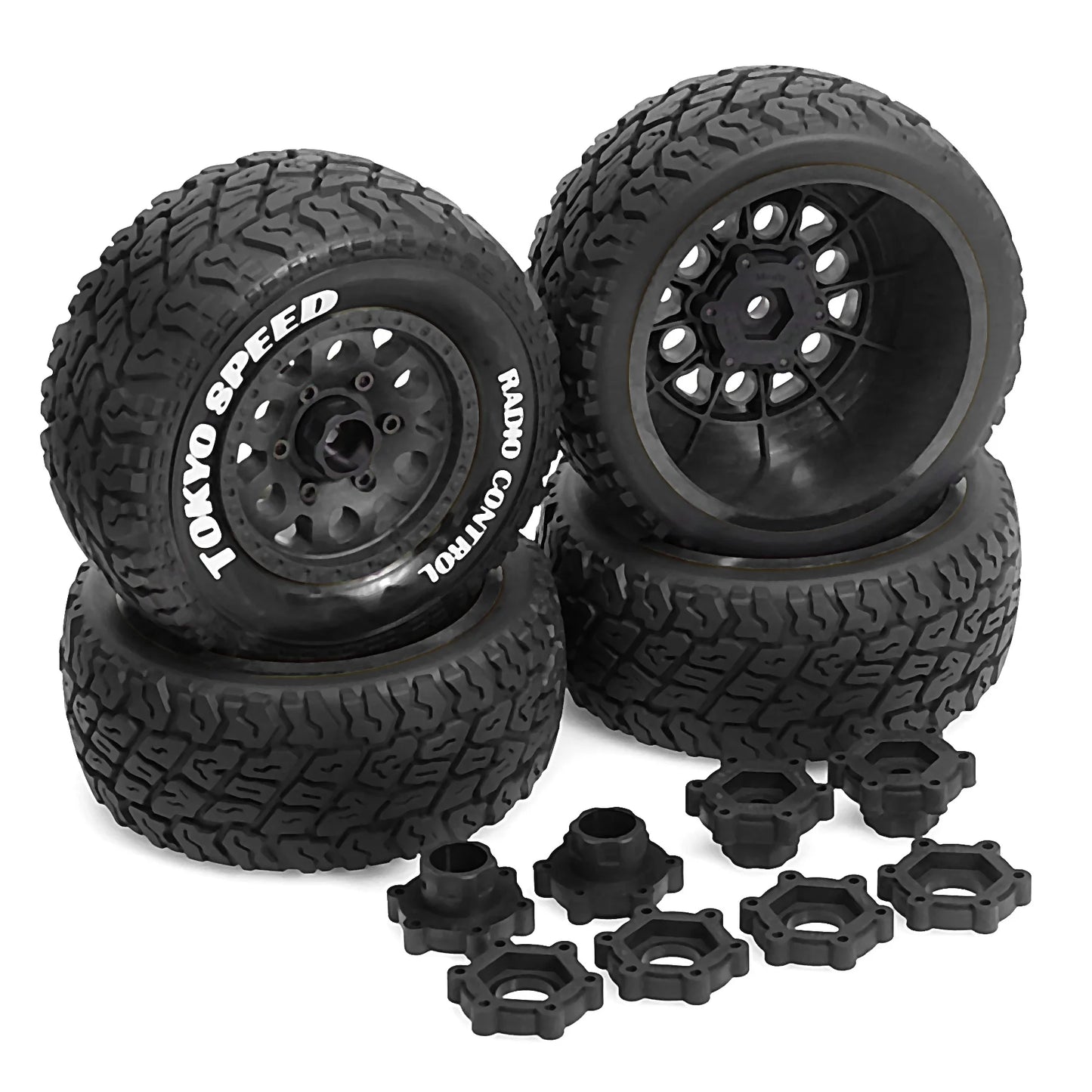 RC Wheels and Tires Truck Tires Short Course Tires for 1/10 Scale Car Arrm a Senton,Slash 2WD 4×4,Axia1,Rc 4wd,Red cat