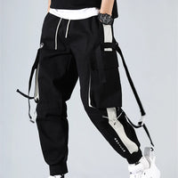 Men's Letter Flap Pocket Drawstring Cargo Pants Casual All-match Loose pantalon cargo homme Classic Fit Elastic work Trousers