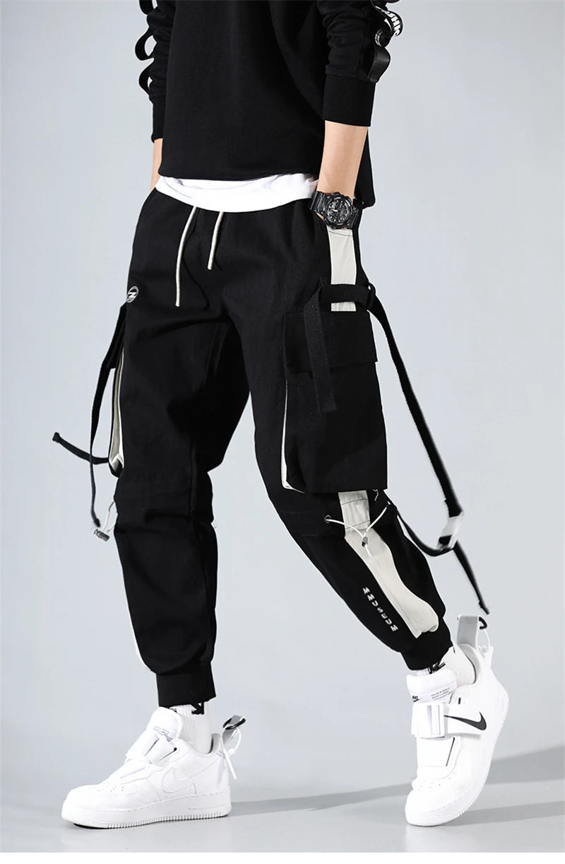 Men's Letter Flap Pocket Drawstring Cargo Pants Casual All-match Loose pantalon cargo homme Classic Fit Elastic work Trousers