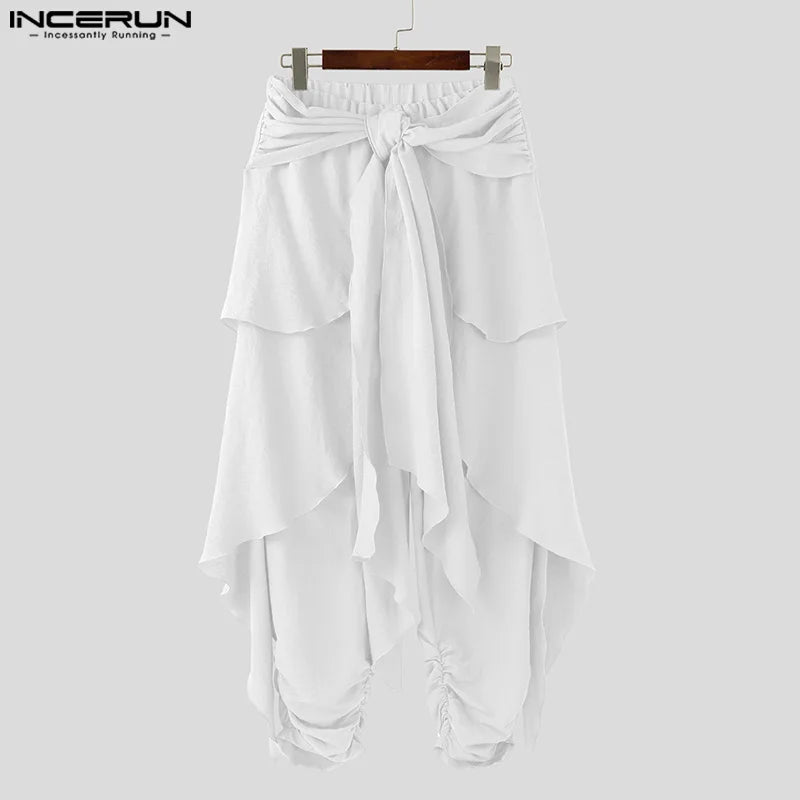 Fashion INCERUN Summer Spring Men Casual Pants Harem Pant Pleated Long Trousers Streetwear Oversize Men's Clothing S-5XL