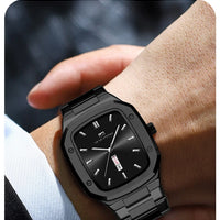 2025 New Men Watch Week Quartz Movement Square Stainless Steel Clock Gold Black Waterproof Luxury Brand Waterproof Sports Watch