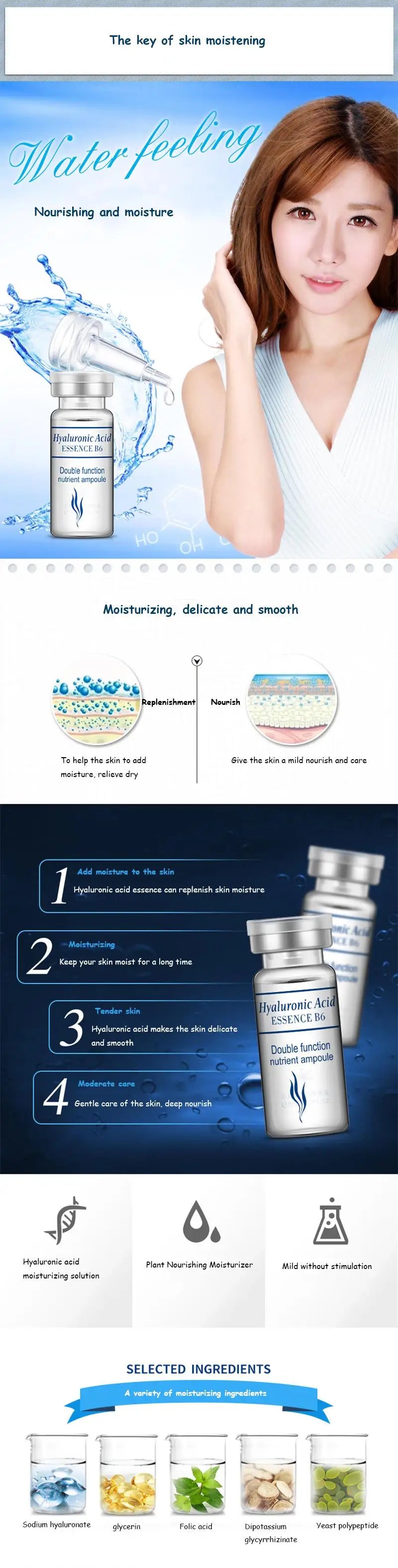 20pcs BIOAQUA Hyaluronic Acid Facial Serum Anti Wrinkle skincare Moisturizing Firming Hydrating Face Essence Liquid Skin Care