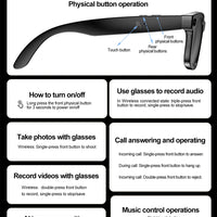 AI Smart Glasses with HD Camera for Photos Videos Hands-Free Vlog Recording Camera Glasses Audio for Driving Outdoor Sunglasses