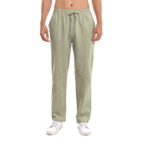 New Men's Cotton Pants Summer Breathable Trousers Solid Color Sweatpants Loose Fitness Lightweight Streetwear