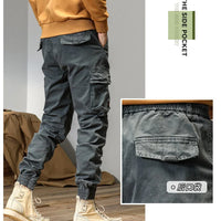 CAAYU Joggers Cargo Pants Mens Casual Y2k Multi-Pocket Male Trousers Sweatpants Streetwear Techwear Military Green Track Pants