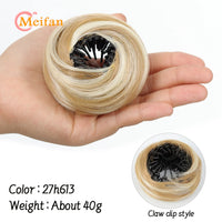 Messy Straight Hair Bun Hair Extensions Synthetic Mini Hair Clip Bun Hairbands Donut Wig Accessories High Bun Hair Extensions