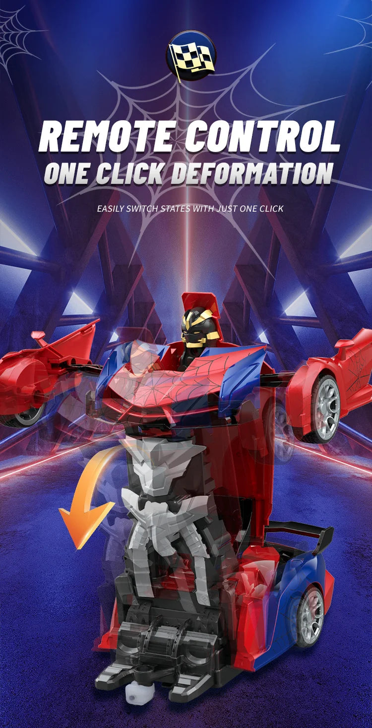 1:18 RC Transforming Car Robot Toy, LED Lights, 2.4GHz Drift Racing Vehicle, One-Button Transform, Rechargeable, 360° Rotation