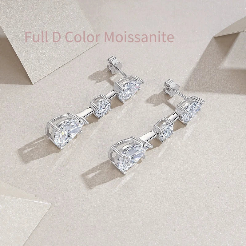 OEVAS Full D Color Moissanite Drop Earrings 100% S925 Sterling Silver Fine Jewelry for Women Wedding Party