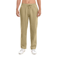 New Men's Cotton Pants Summer Breathable Trousers Solid Color Sweatpants Loose Fitness Lightweight Streetwear