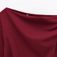 TFMLN 2025 Fashion Asymmetric Women Top T Shirts New Elegant Spring Summer Elastic Clothes Long Sleeve Shirt Top