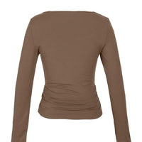 Women's Long Sleeve Tops Casual Scoop Neck Ribbed Knit Slim Fitted Basic Tee Shirts Trendy Spring Outfits