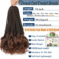 French Curl Crochet Braids 14 Inch Kid-Friendly Goddess Box Braids with Bouncy Curly Ends French Curls Braiding Hair for Women