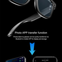 AI Smart Glasses with HD Camera for Photos Videos Hands-Free Vlog Recording Camera Glasses Audio for Driving Outdoor Sunglasses