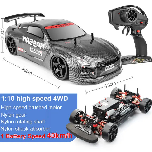 1:10 70km/H Remote Control Car 4wd High Speed Drift 2.4g Rc Car Shock Absorber Anti-Collision Rc Toys Christmas Gift