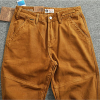 Retro Heavyweight Minimalist Workwear Pants Men's Loose Straight Leg Casual 100% Cotton Twill Woven 3D Stand Cut Tapered Pants