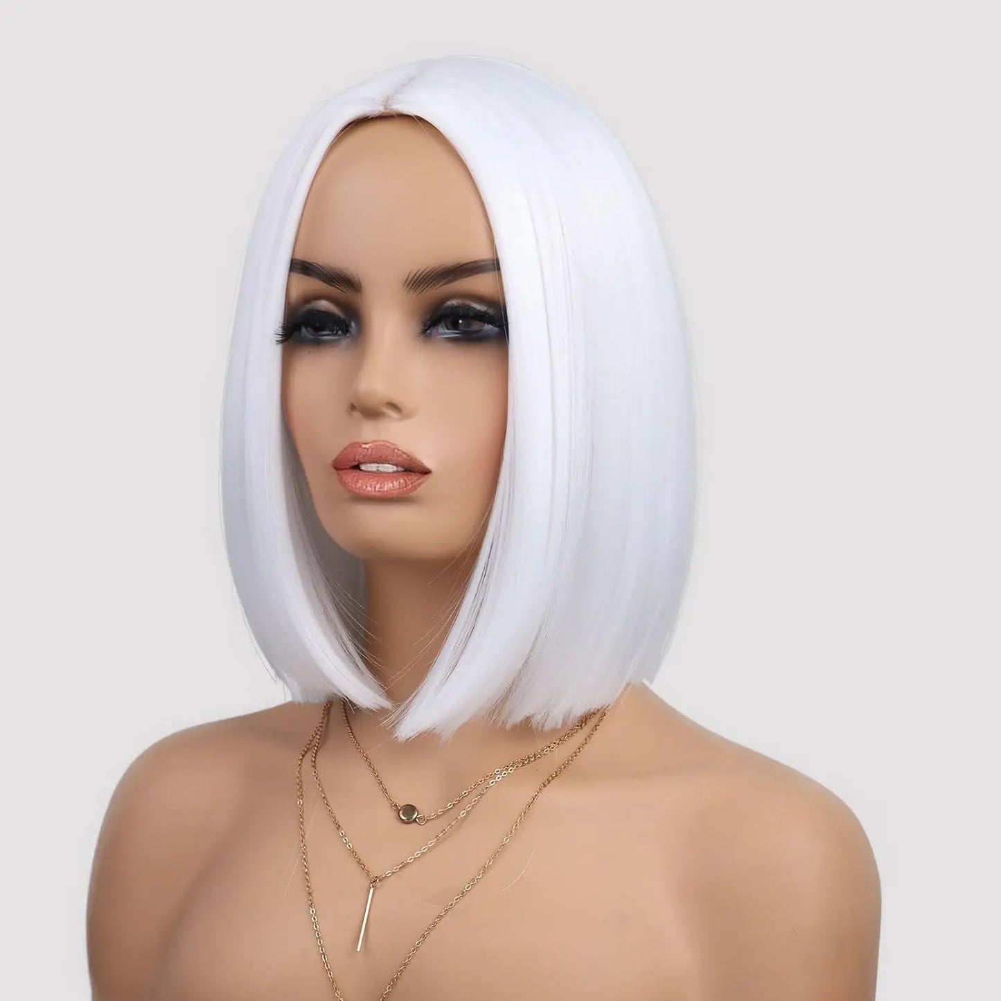 Synthetic Short Straight Bob Wig Middle Part Heat Resistant Synthetic Wigs for Halloween Cosplay Party