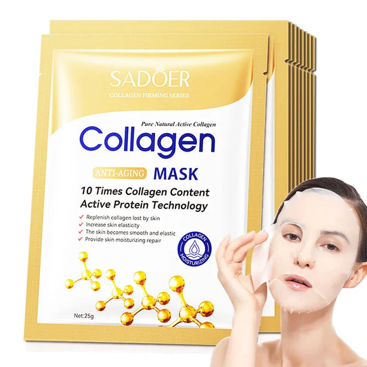 30pcs SADOER Collagen Anti-aging Face Mask Moisturizing Anti-Wrinkle Brightening skincare Sheet Facial Masks Skin Care