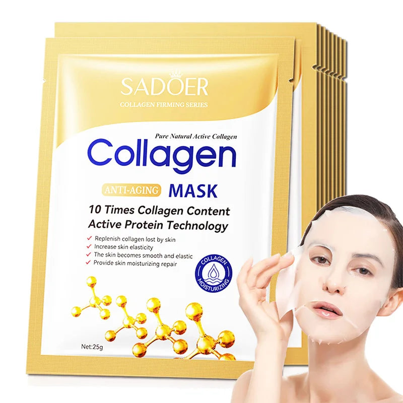 30pcs SADOER Collagen Anti-aging Face Mask Moisturizing Anti-Wrinkle Brightening skincare Sheet Facial Masks Skin Care