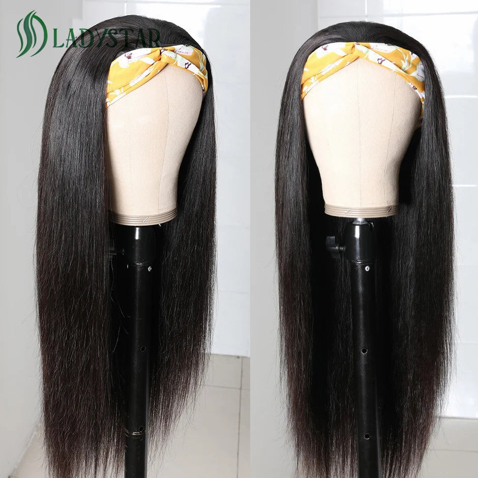 Brazilian Straight Hair Headband Wig Remy Human Hair Wigs For Women Scarf Wig Straight Hair Wigs With Headband