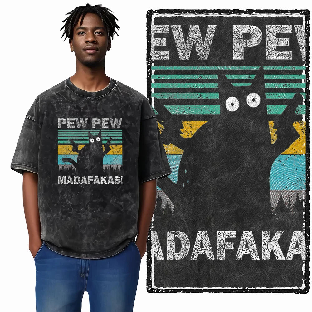 COOLMIND DB cat Printed Cotton Acid Washed Exclusive Graphic Unisex T Shirt Cool Streetwear Men Tshirts Big Size Tee for men